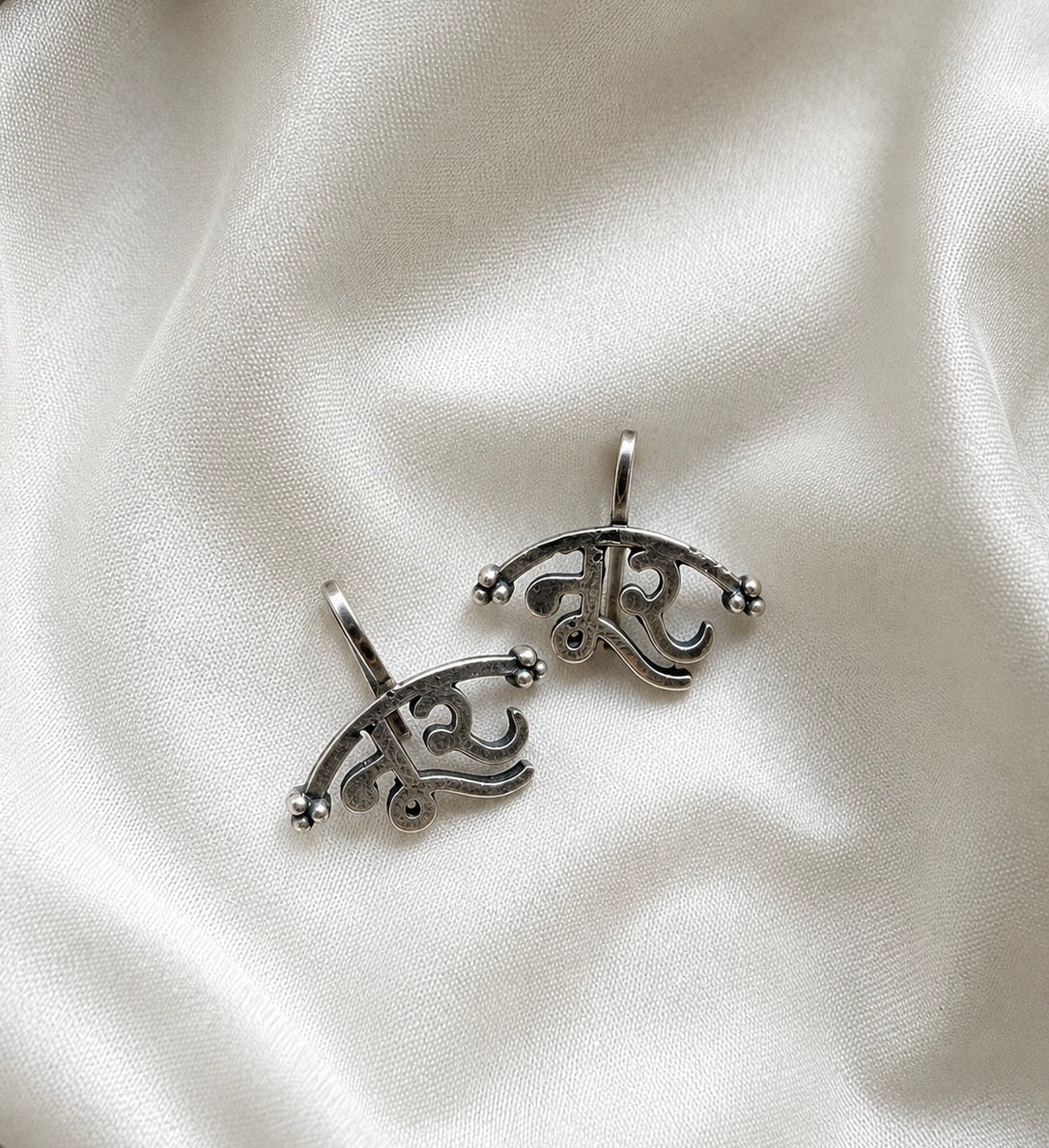 Noor Silver Oxidised Brass Earrings