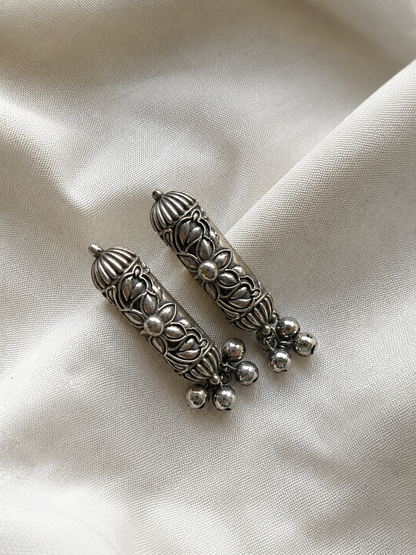 Kamalini Silver Oxidised Brass Earrings