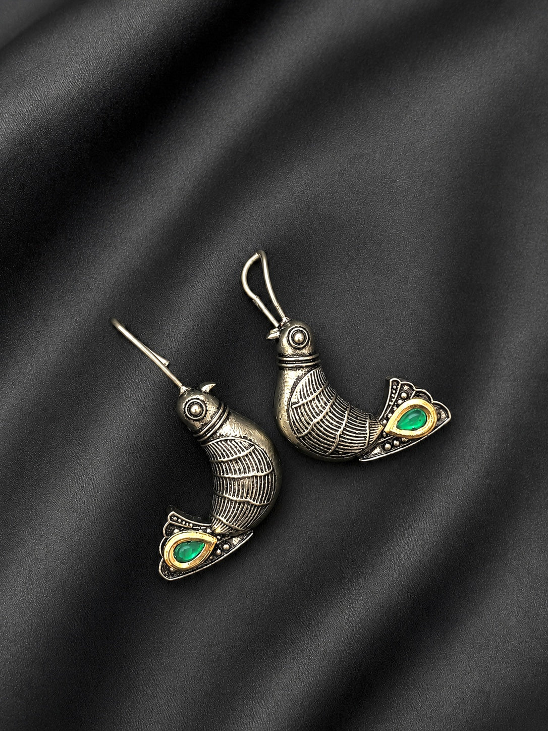Pankhudi Silver Oxidised Brass Earrings