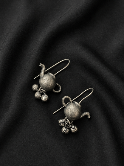 Matki Silver Oxidised Brass Earrings
