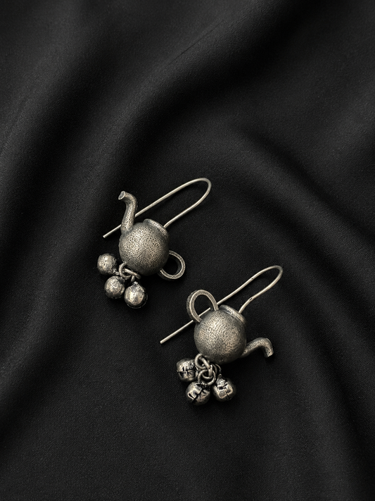 Matki Silver Oxidised Brass Earrings