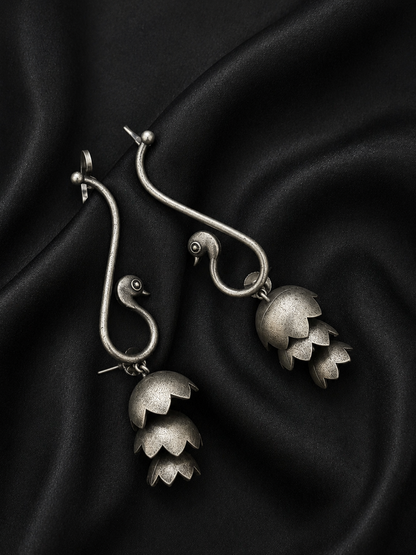 Hansini Silver Oxidised Brass Earrings
