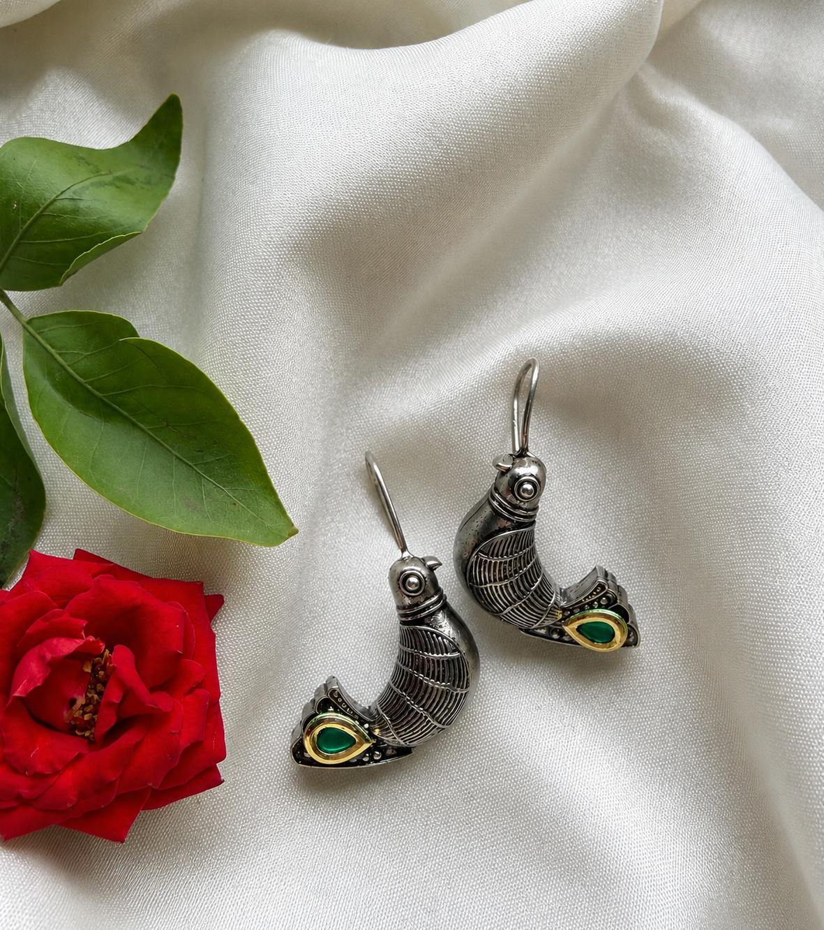Pankhudi Silver Oxidised Brass Earrings