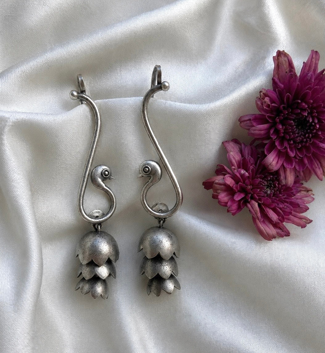 Hansini Silver Oxidised Brass Earrings