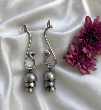 Hansini Silver Oxidised Brass Earrings