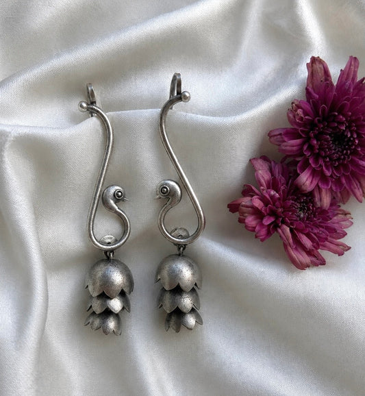 Hansini Silver Oxidised Brass Earrings