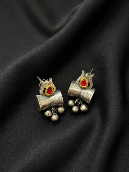 Shakti Silver Oxidised Brass Earrings