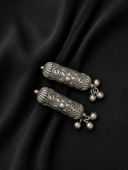 Kamalini Silver Oxidised Brass Earrings
