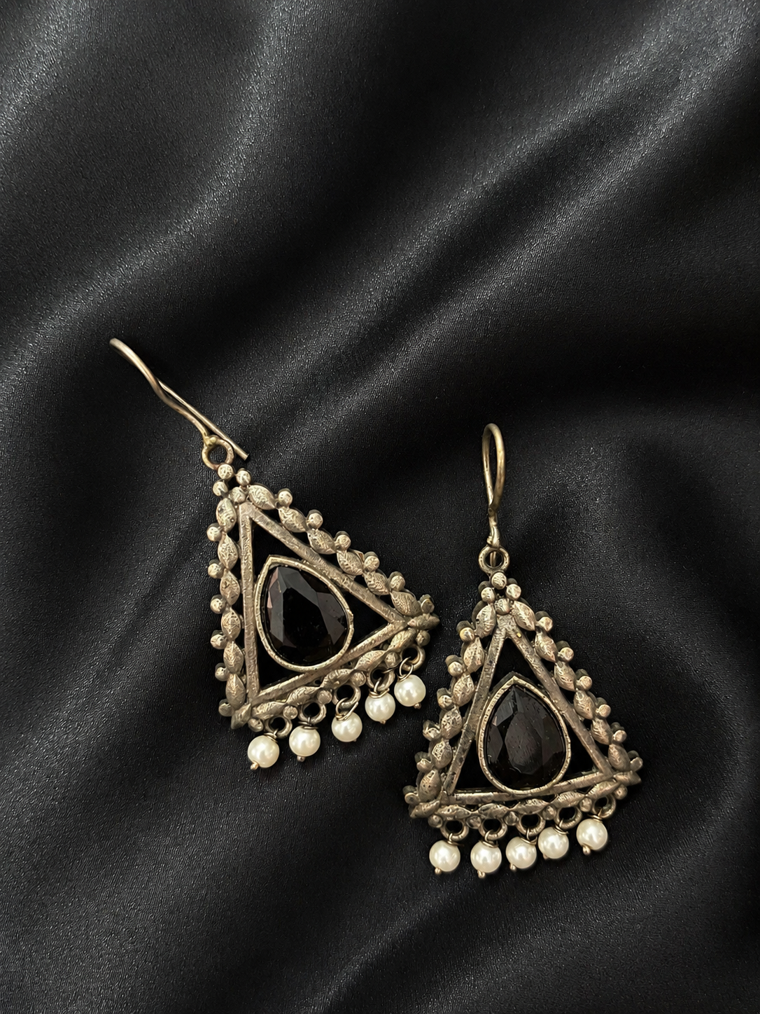 Noir Silver Oxidised Brass Earrings
