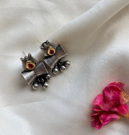 Shakti Silver Oxidised Brass Earrings